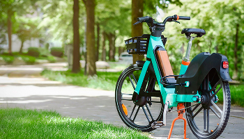 A bicycle parked on the side of a road